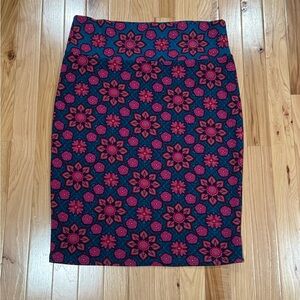 LuLaRoe Pink and Blue Floral Pencil Skirt